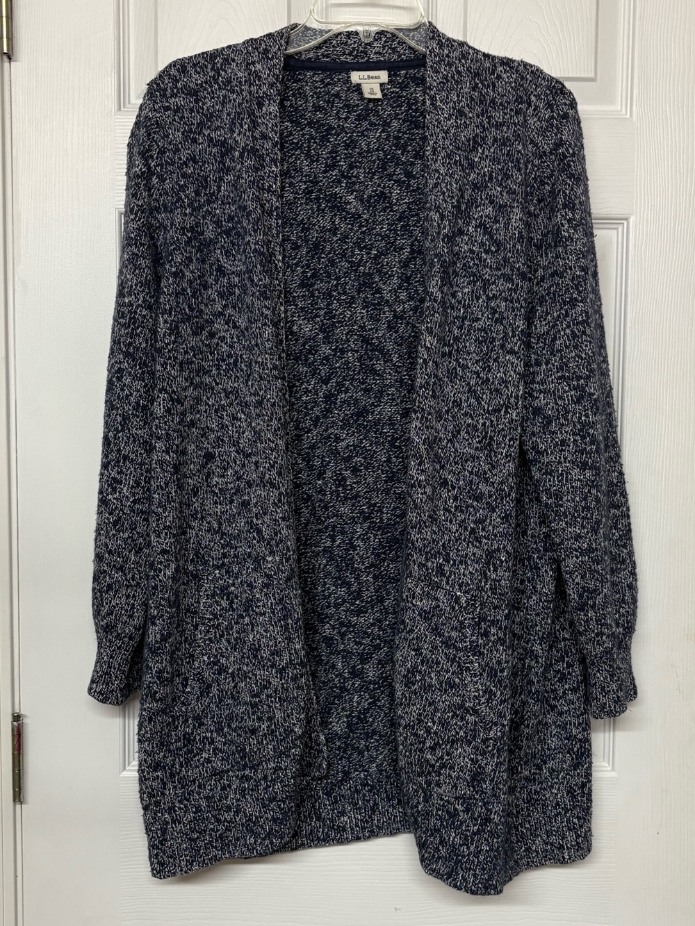 L. L. Bean Longline Open Front Cotton Cardigan Blue Sz 1X - Picture 1 of 4